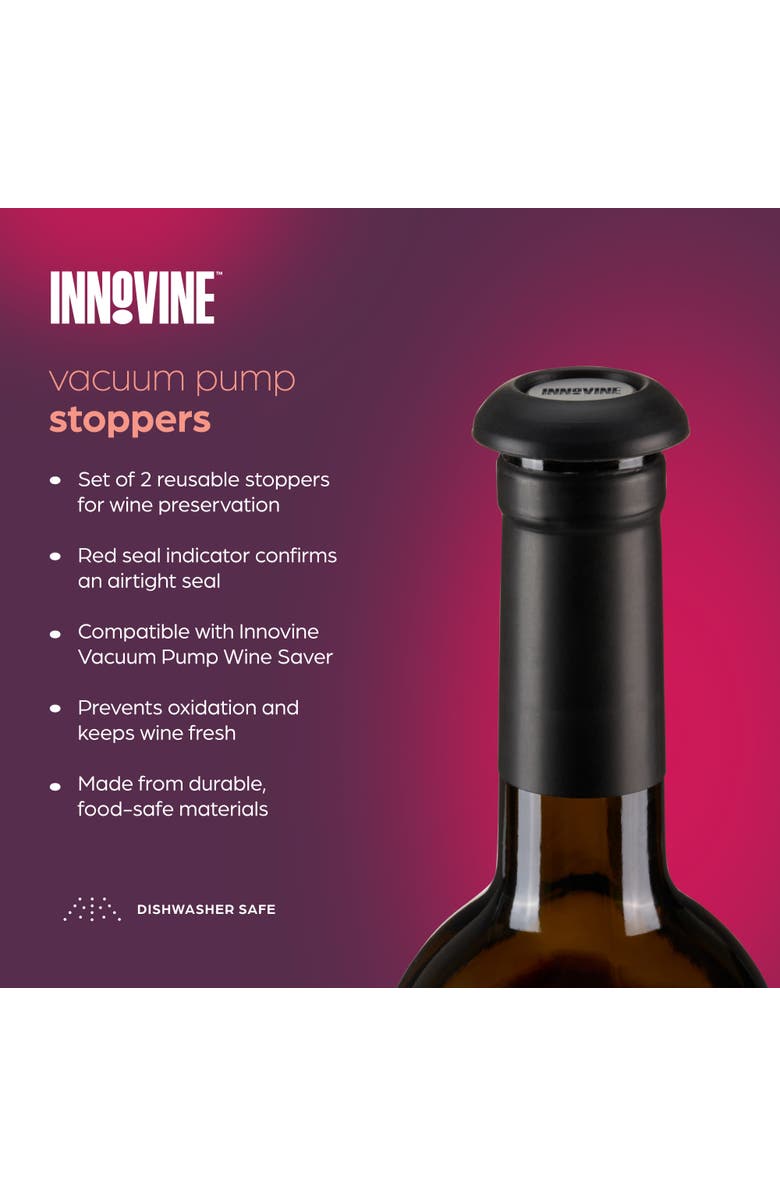 Innovine Vacuum Pump Stoppers Set of 2, Alternate, color, Black