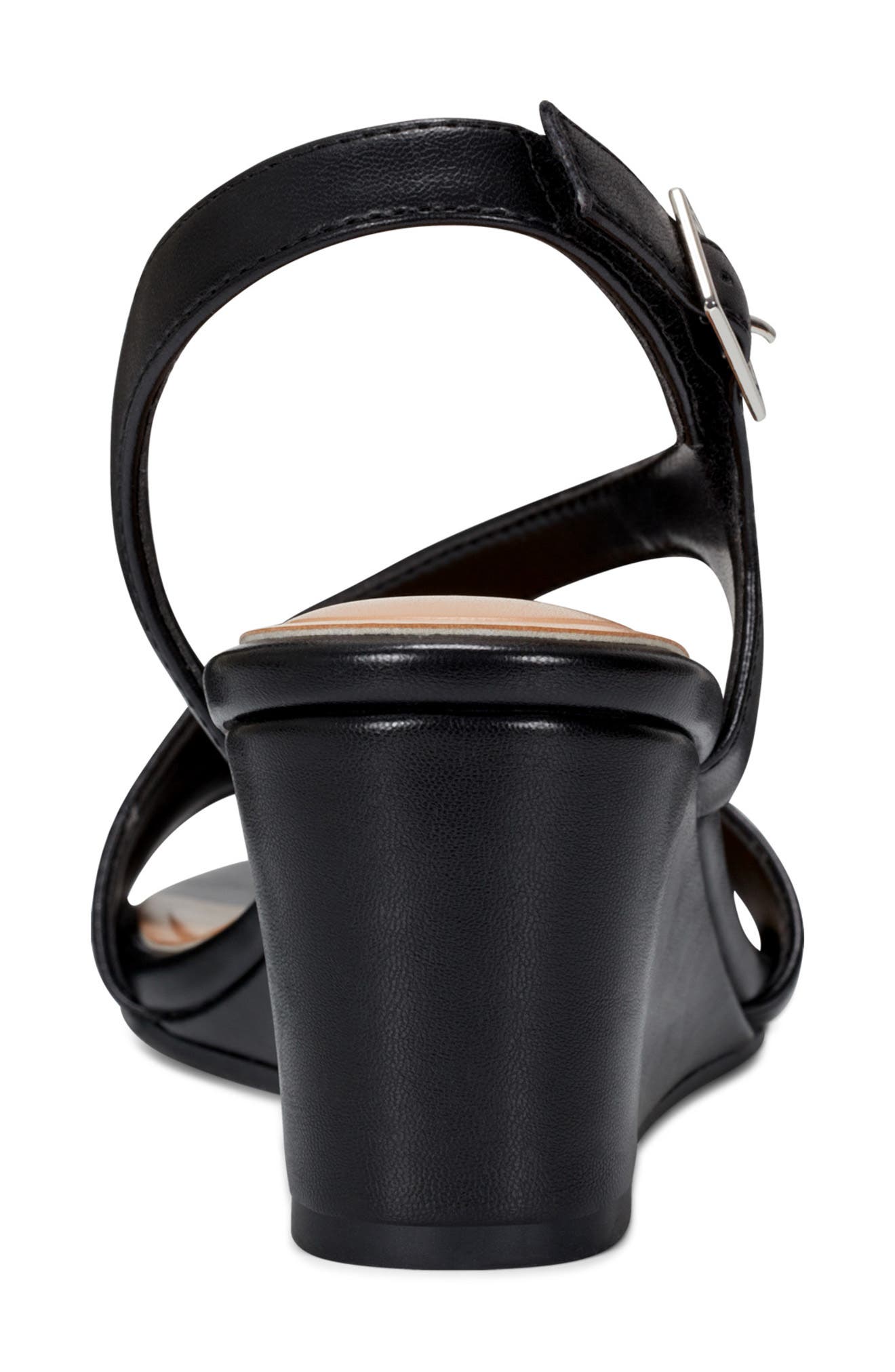 Easy Spirit Sezoe Faux Leather Wedge Sandal, Alternate, color, 
