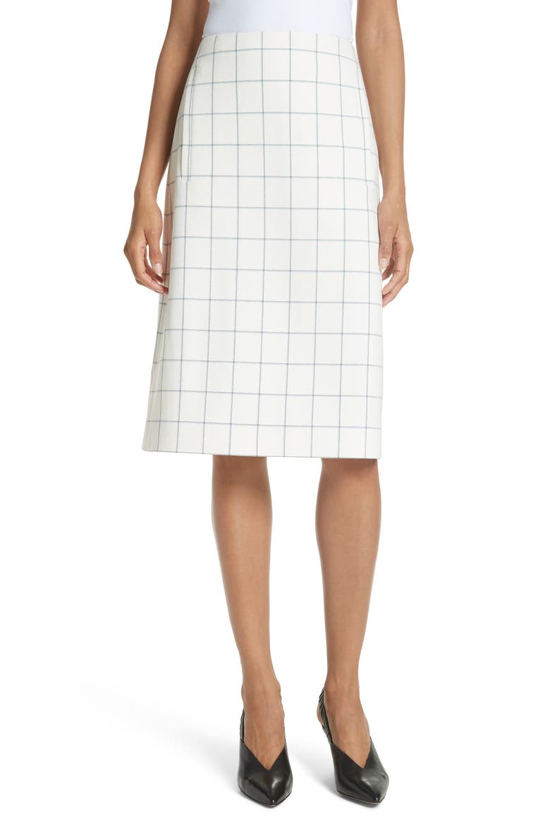 Windowpane Plaid A-Line Skirt, Main, color, IVORY MULTI