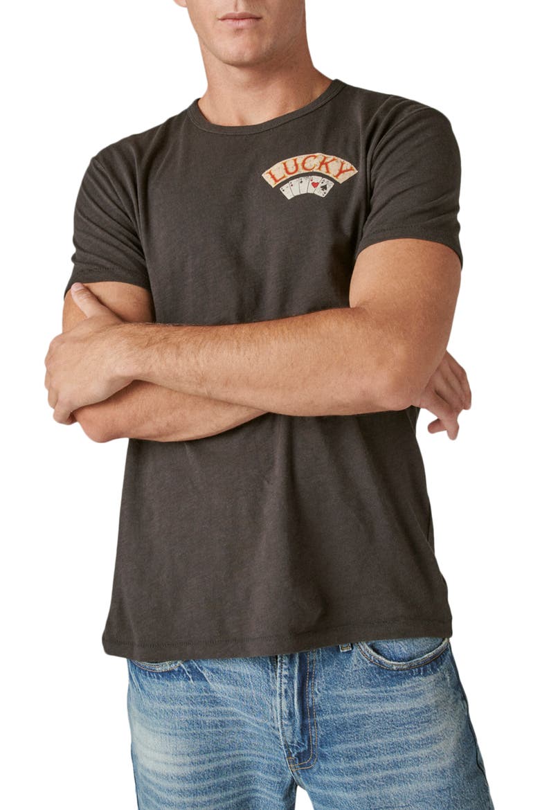 Aces Over Eights Cotton Graphic T-Shirt, Main, color, JET BLACK