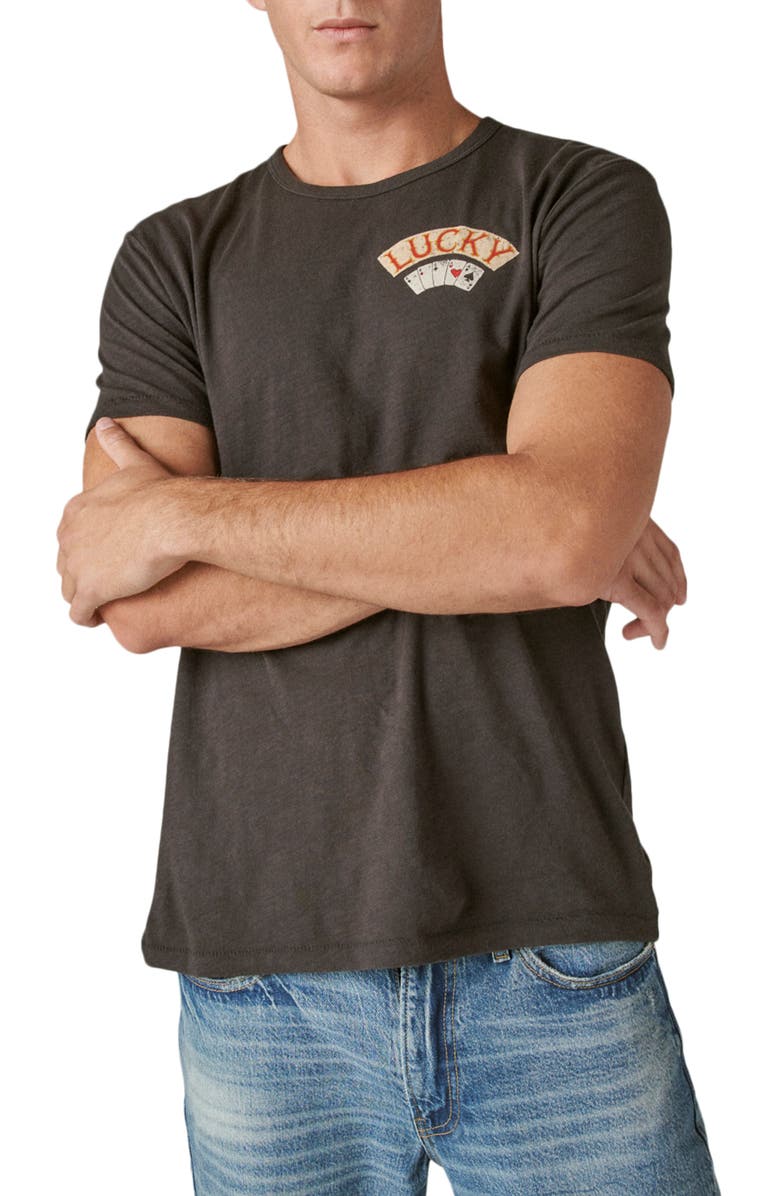 Lucky Brand Aces Over Eights Cotton Graphic T-Shirt, Main, color, Jet Black