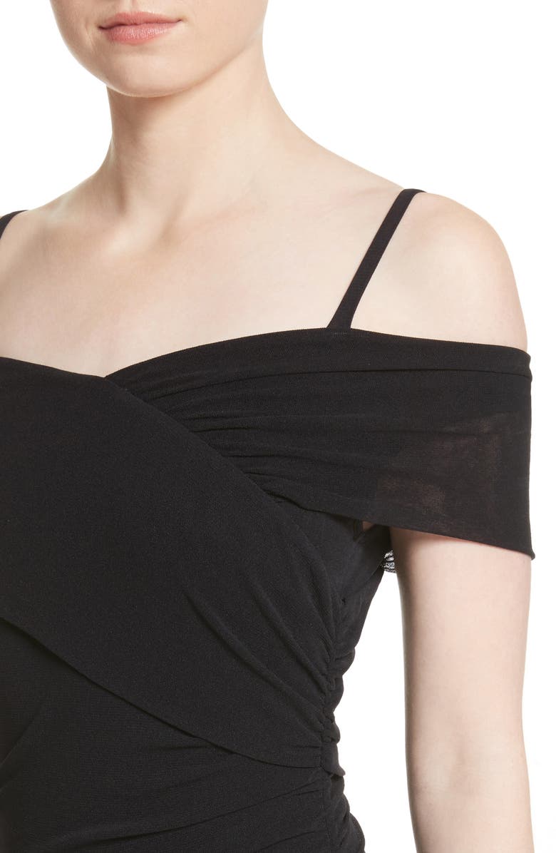 Fuzzi Ruched Tulle Cold Shoulder Dress, Alternate, color,