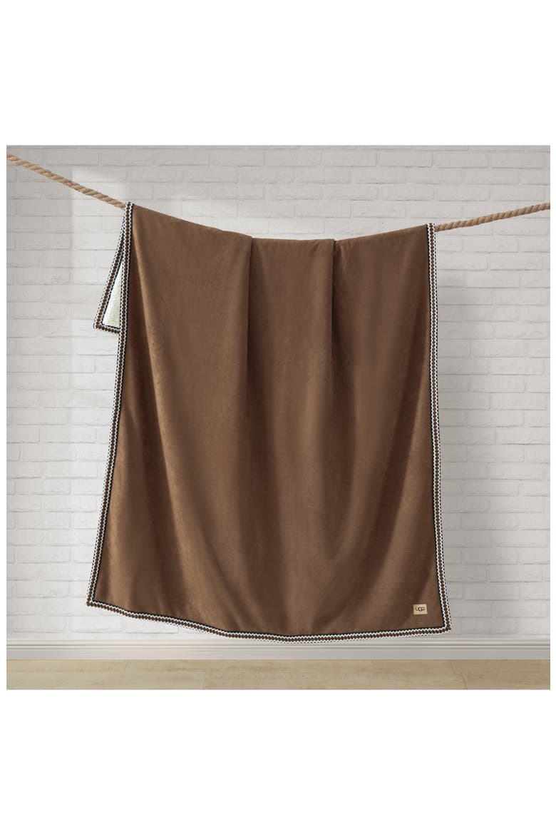 Kirkwood Braid Trim Throw Blanket, Alternate, color, CHESTNUT