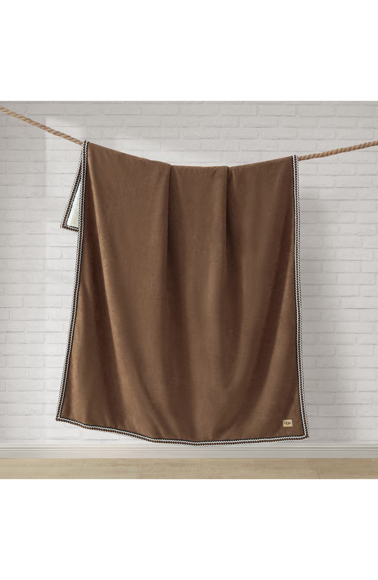 UGG<sup>®</sup> Kirkwood Braid Trim Throw Blanket, Alternate, color, Chestnut