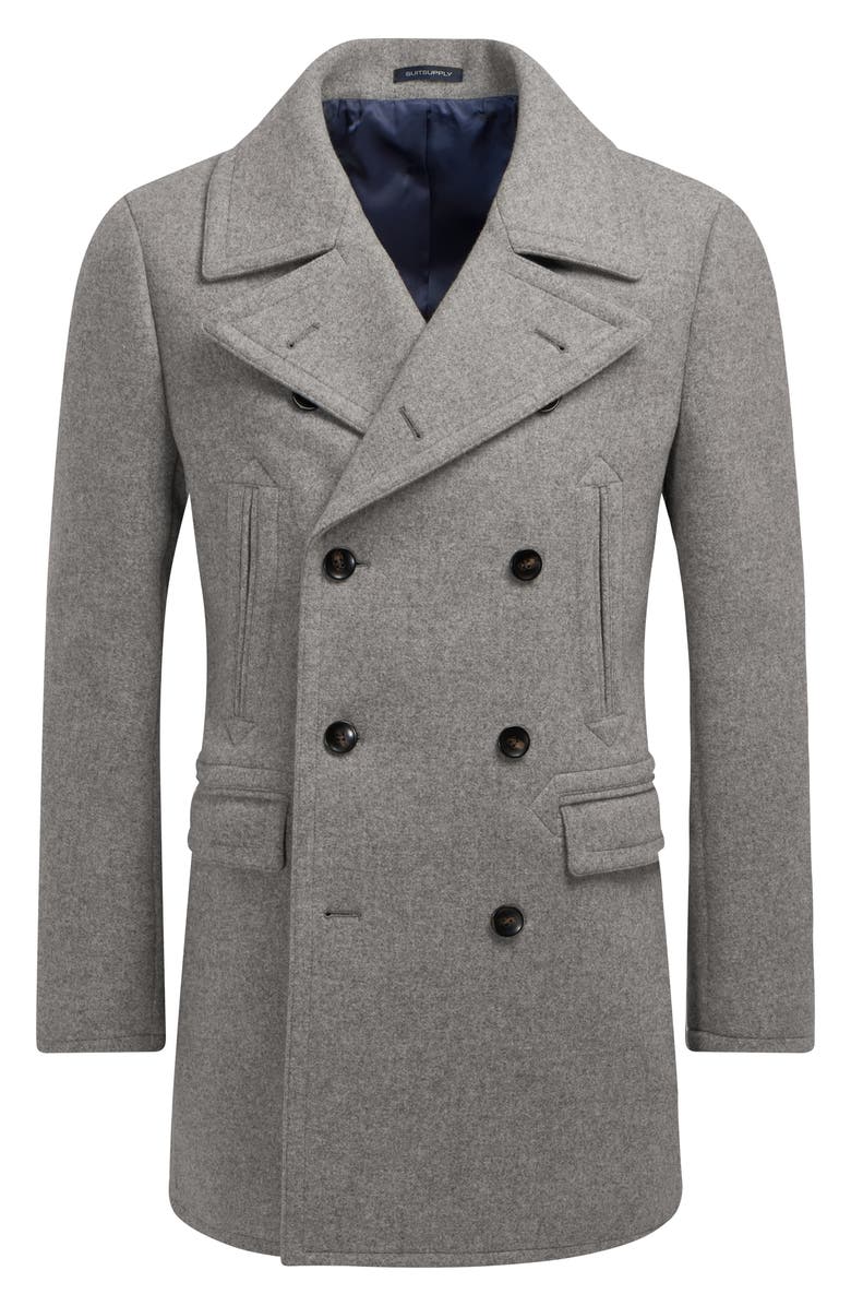 Suitsupply Double Breasted Wool Peacoat, Alternate, color, 