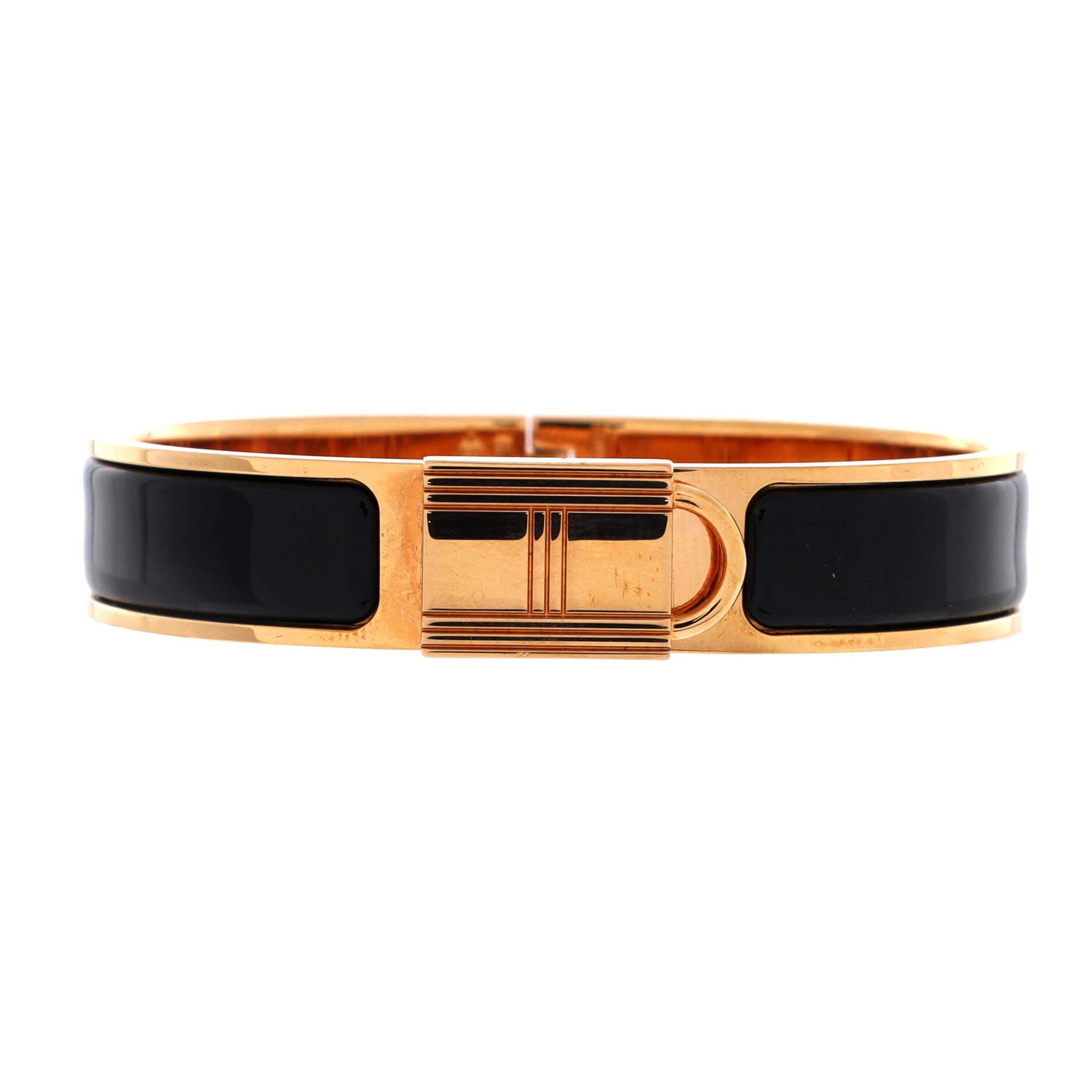 Clic Cadenas Bracelet Enamel Narrow, Main, color, Black