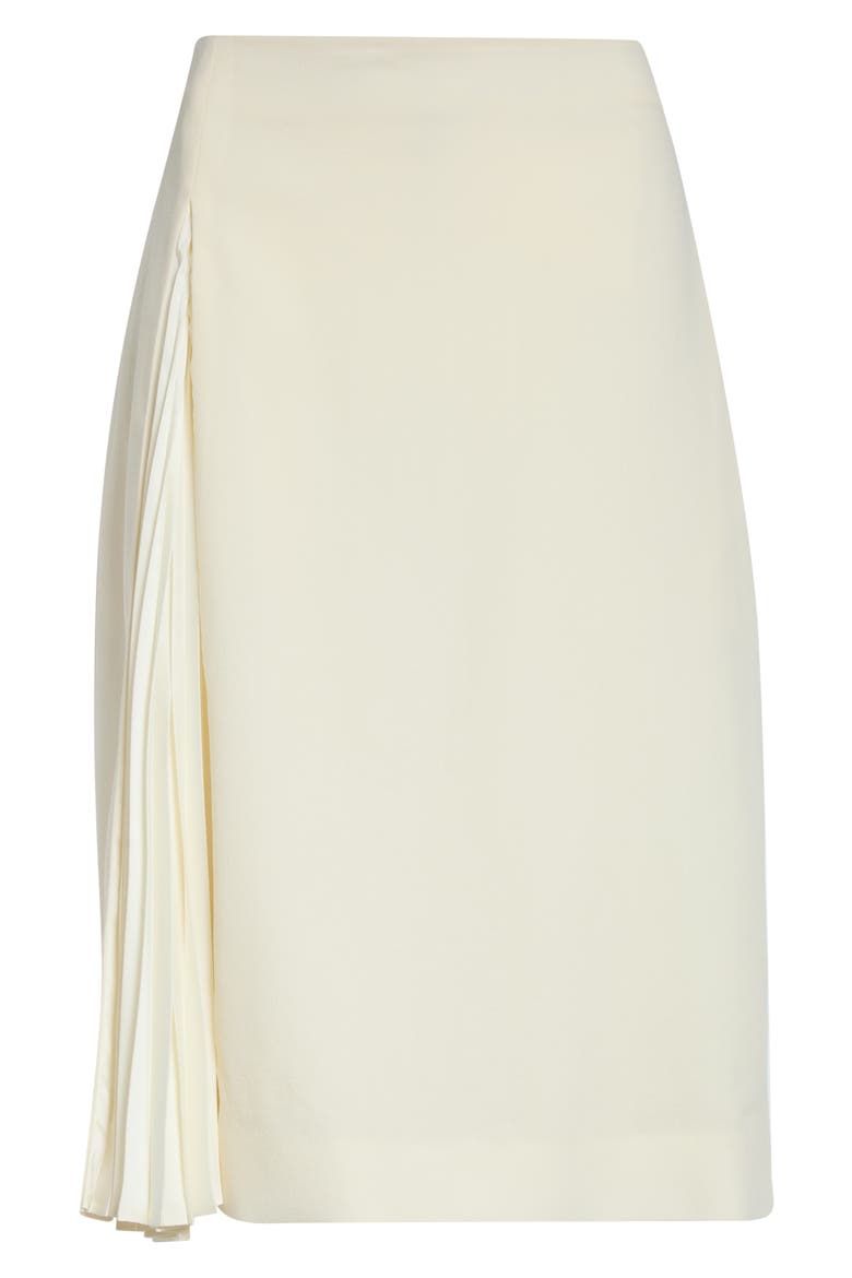 Pleat Godet Wool Sablé Skirt, Main, color, PORCELAIN
