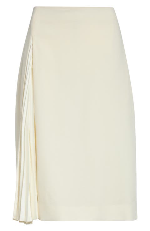 Pleat Godet Wool Sablé Skirt