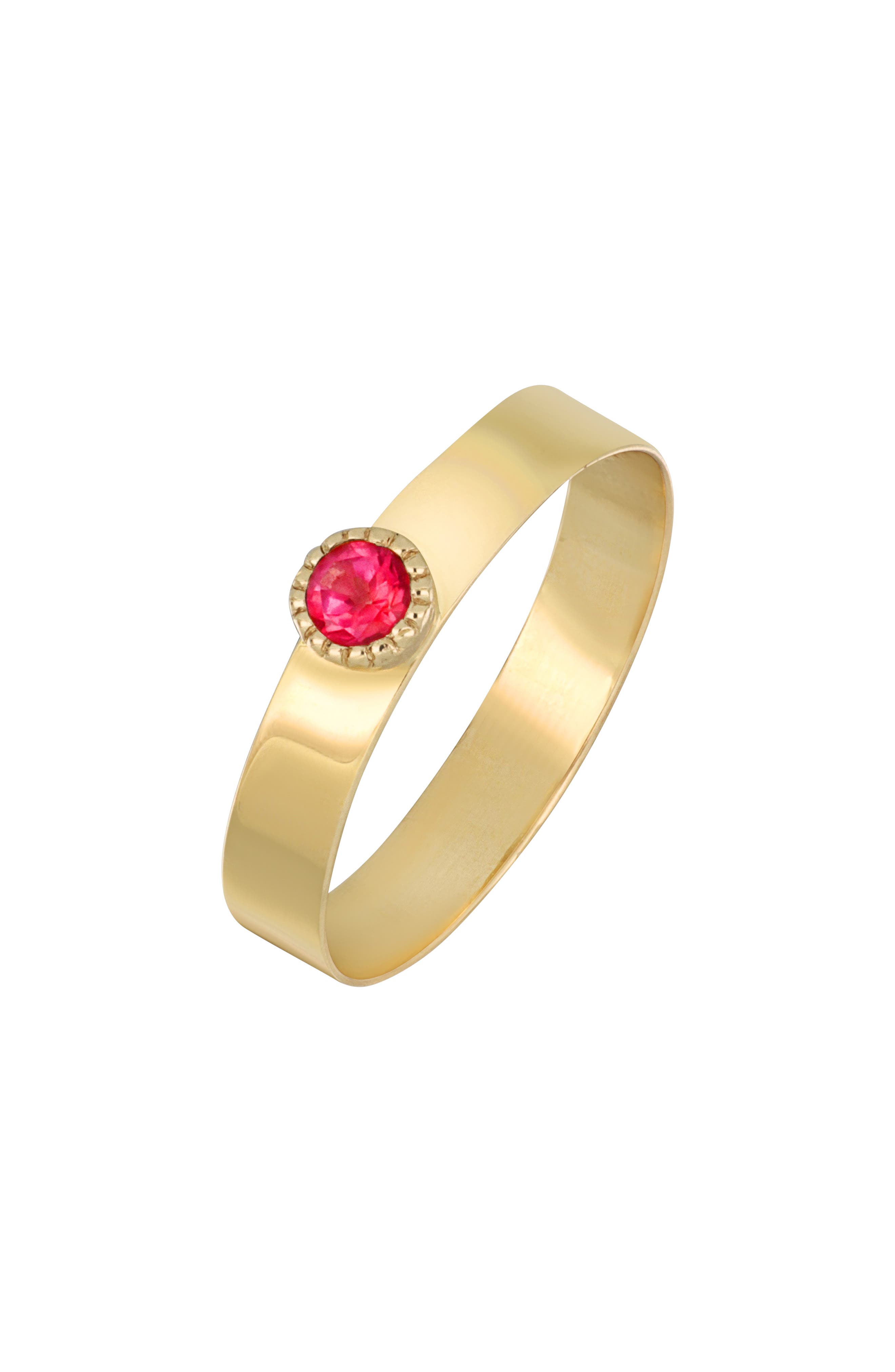 14K Yellow Gold Pink Topaz Stackable Band Ring