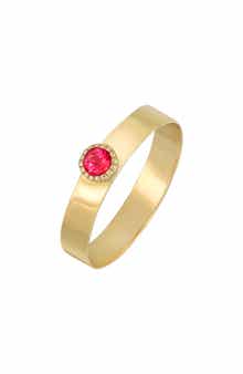14K Yellow Gold Pink Topaz Stackable Band Ring