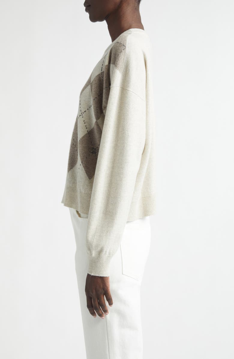 Johnstons of Elgin Clan Argyle Slouchy Cashmere Crewneck Sweater, Alternate, color, Lunan Sand Colourway