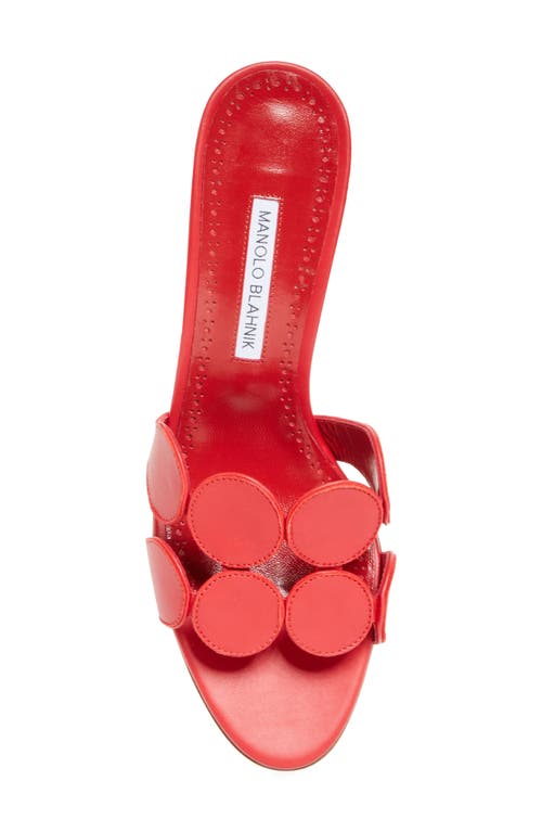 Manolo Blahnik Haribalmu Kitten Heel Sandal In Red