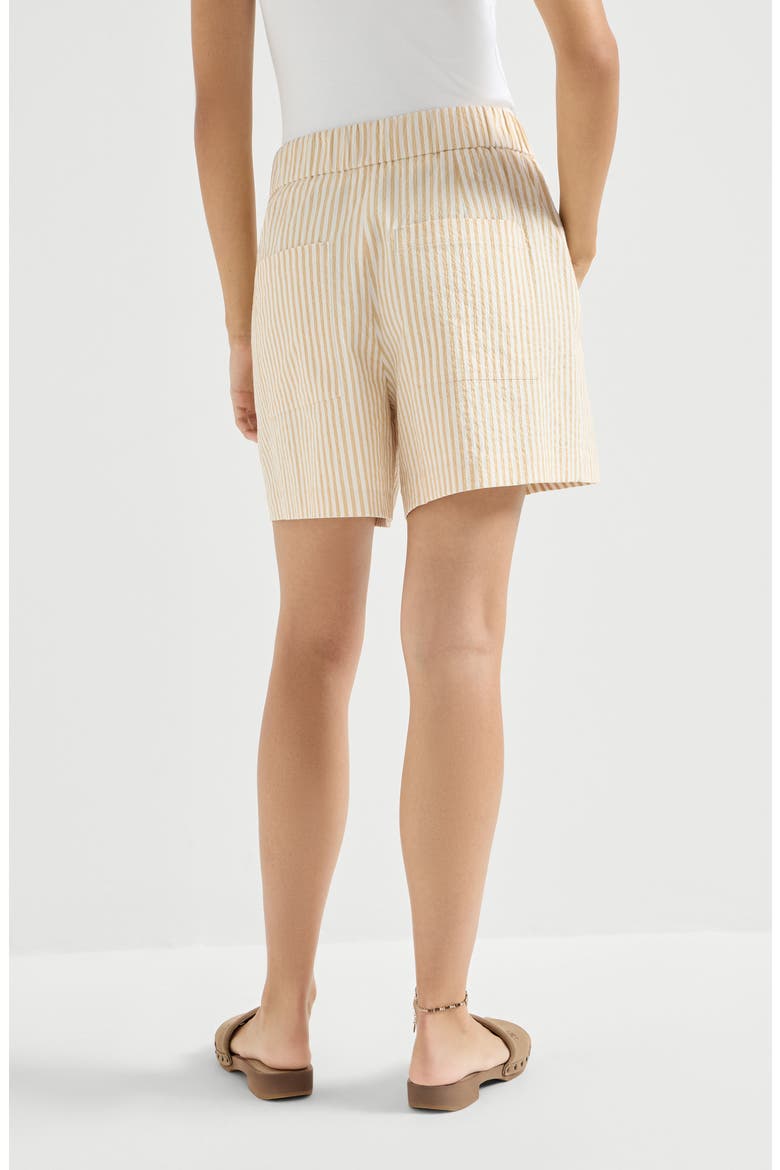Techno cotton striped seersucker shorts with monili, Alternate, color, Zabaione Yellow