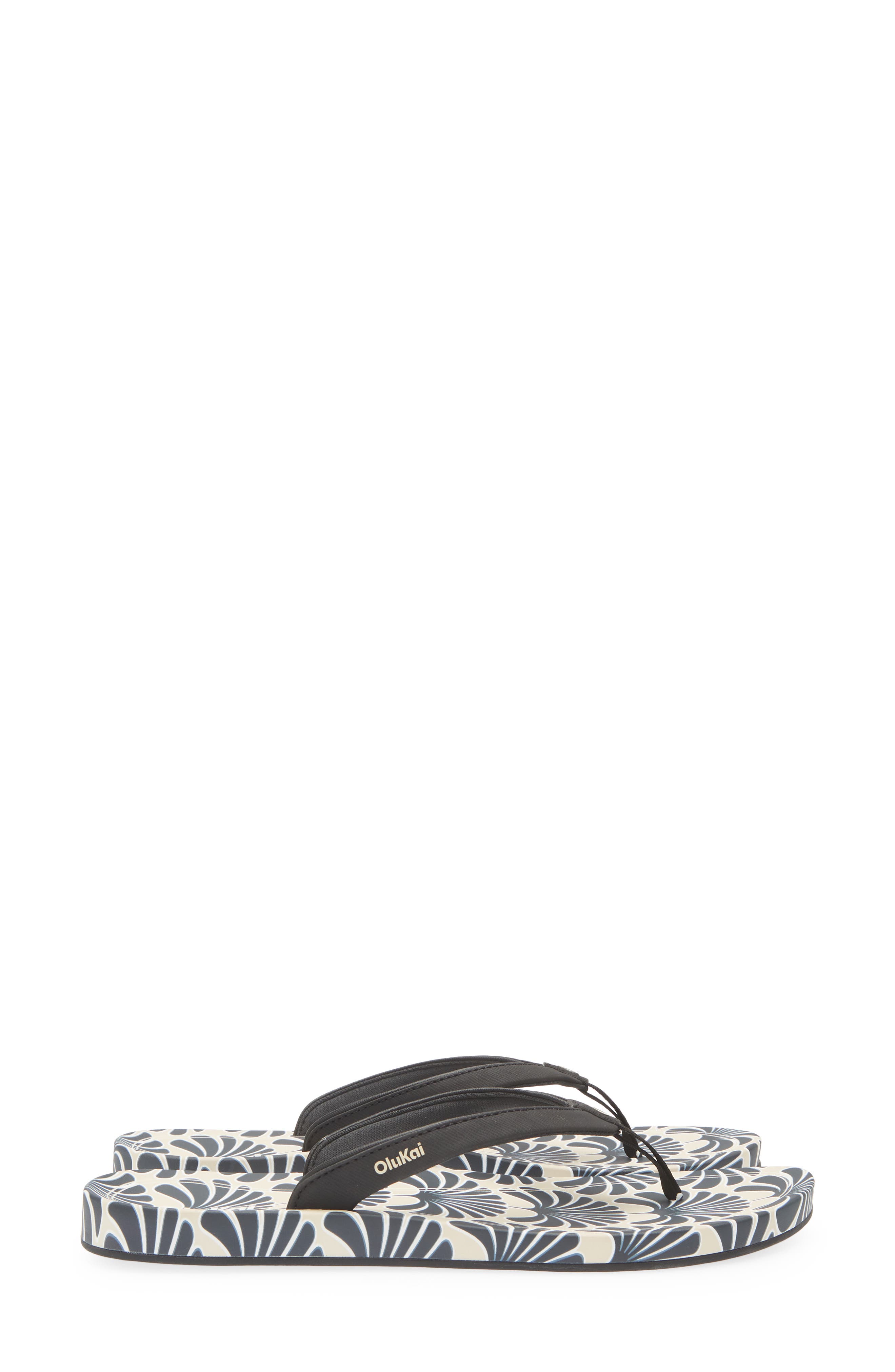 OluKai Uiki Water Resistant Flip Flop, Alternate, color, Black / Pa'i