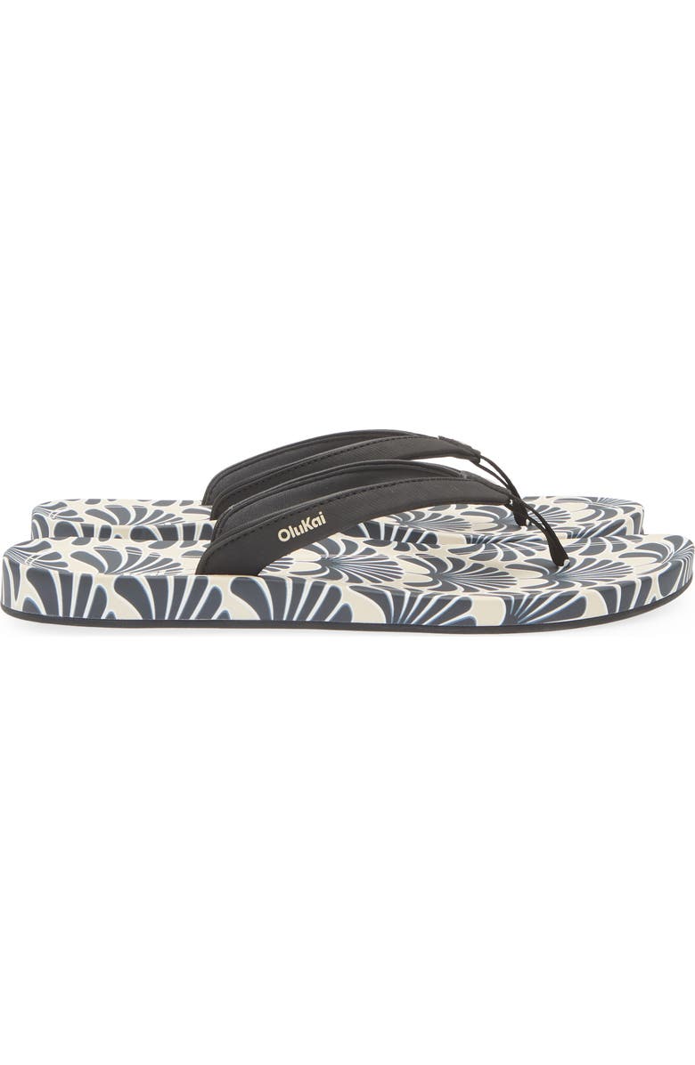 OluKai Uiki Water Resistant Flip Flop, Alternate, color, Black / Pa'i