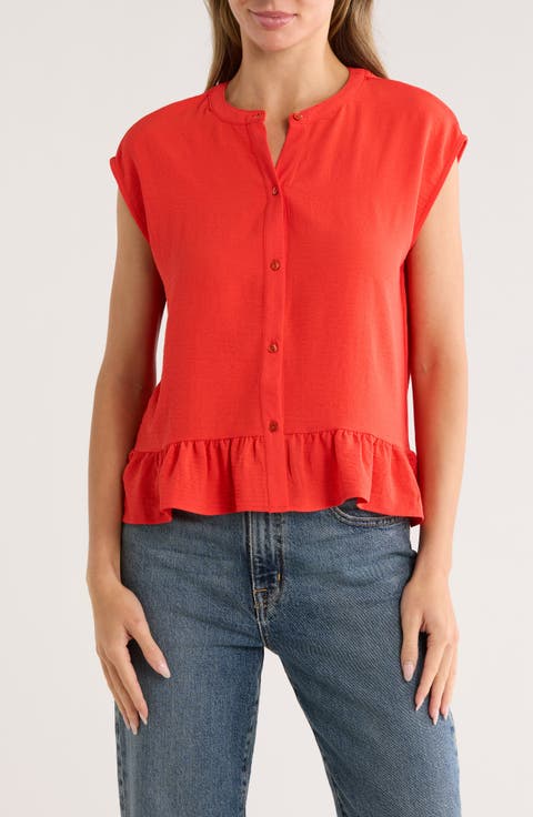 Airflow Sleeveless Button-Up Top