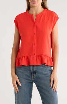 Bobeau Airflow Sleeveless Button-Up Top