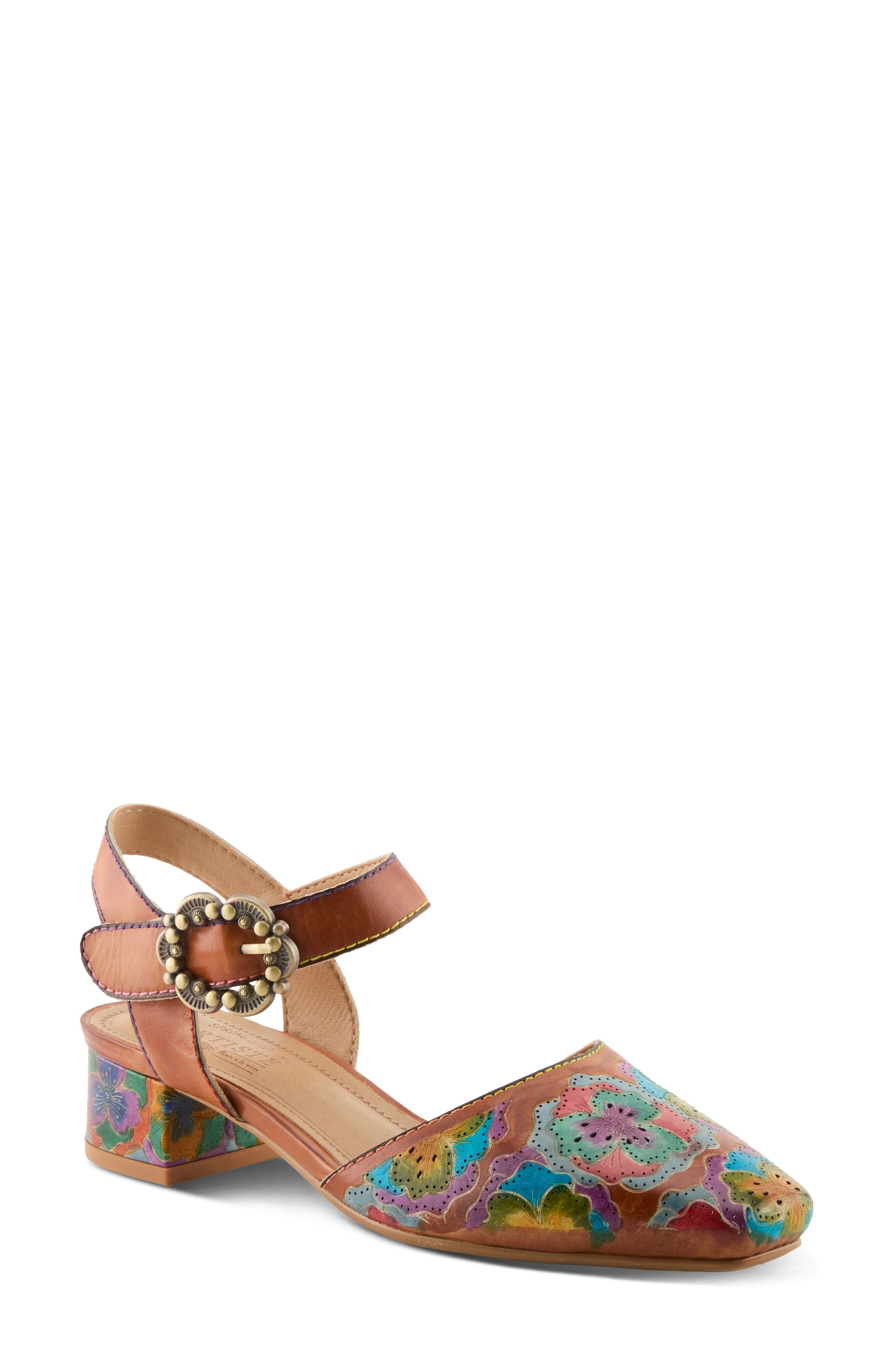 L'Artiste by Spring Step Funferbiz Ankle Strap Pump, Main, color, Camel Multi