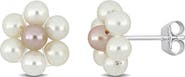DELMAR Floral Cultured Pearl Stud Earrings