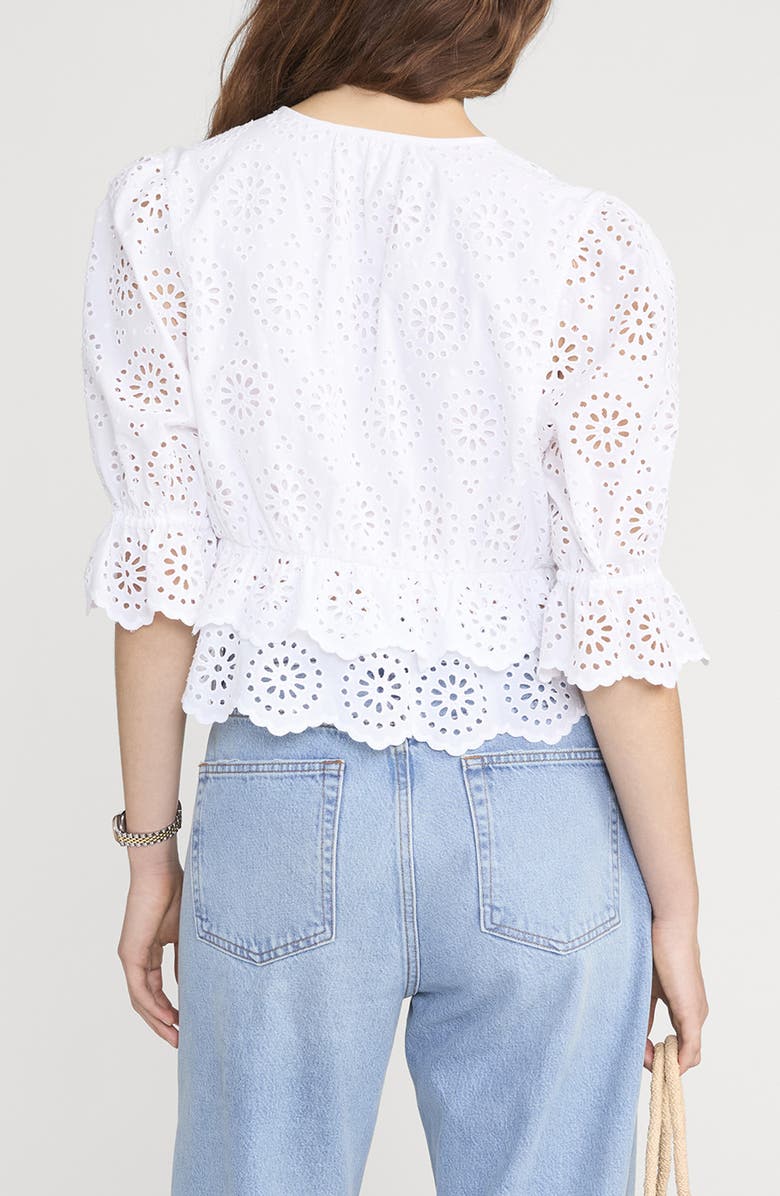 FRAME The Solstice Eyelet Cotton Top, Alternate, color, White