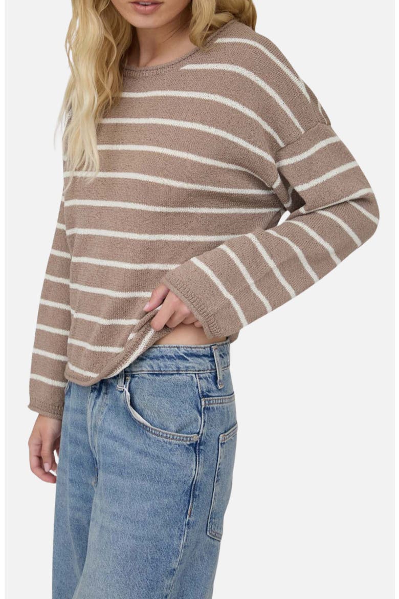 Striped Long Sleeve Sweater, Alternate, color, MOCHA