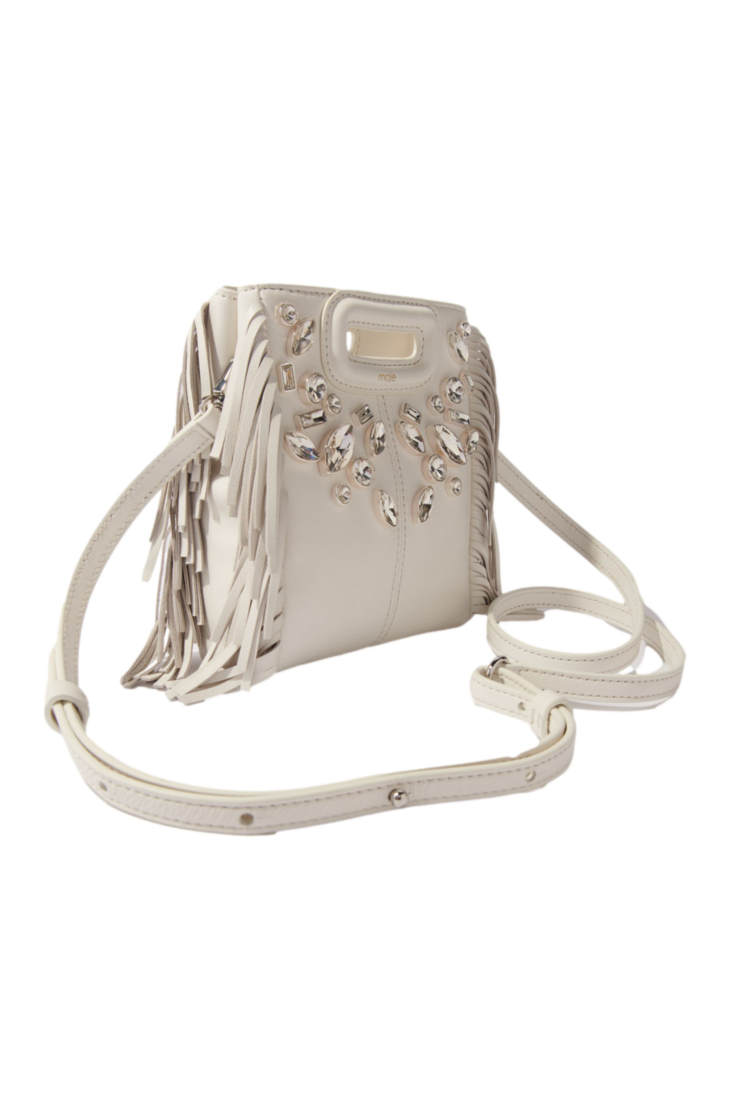 maje M mini leather bag with diamantés, Alternate, color, 