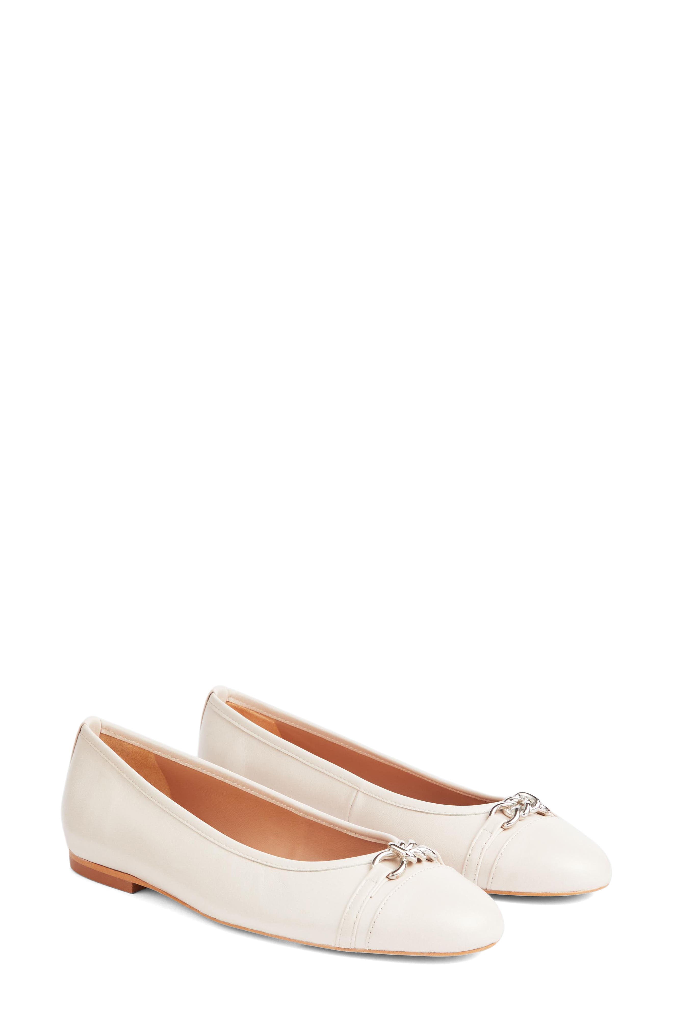 LK Bennett Brielle Cap Toe Flat, Main, color, Ecru