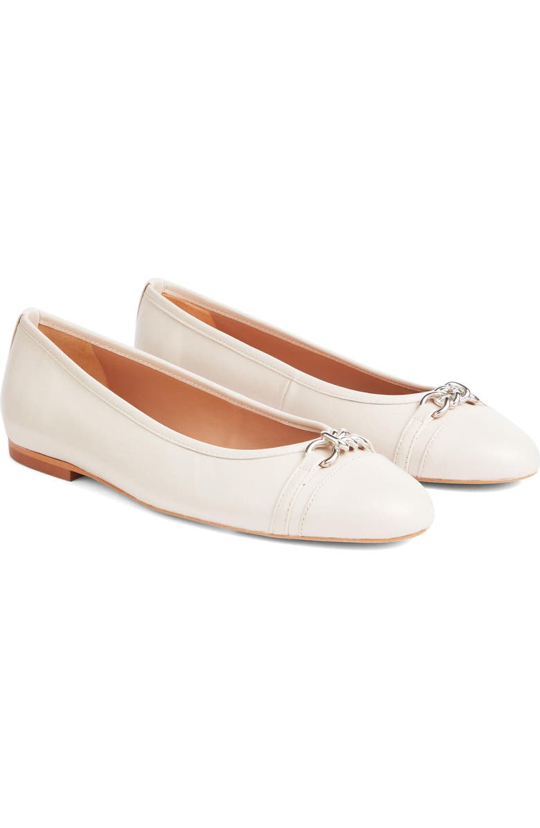 LK Bennett Brielle Cap Toe Flat, Main, color, Ecru