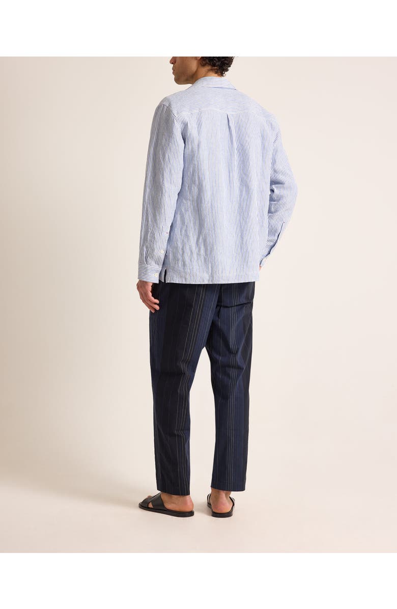 Orlebar Brown Soren Relaxed Fit Hemp Stripe Overshirt, Alternate, color, Bergamo Blue Stripe