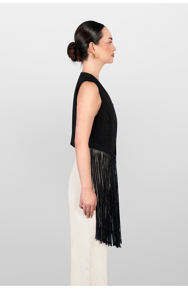 LAURA APARICIO Macrame Gillet Top, Alternate, color, Black