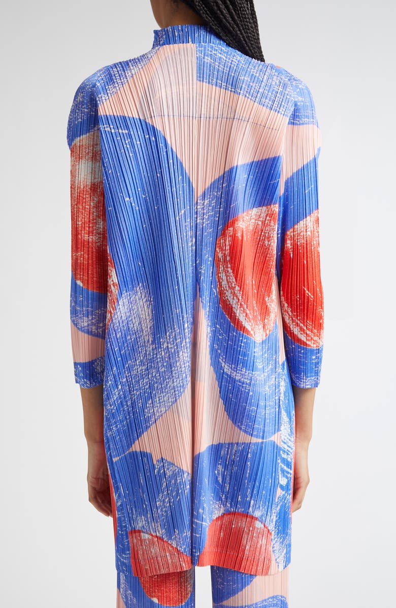 Pleats Please Issey Miyake Backlight Pleated Cardigan, Alternate, color, Red/ Blue