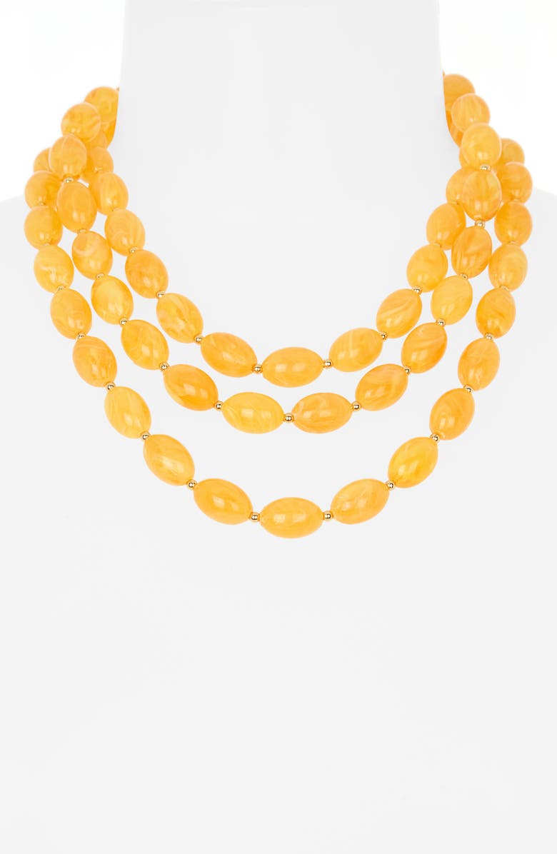 Kenneth Jay Lane Beaded Layered Necklace, Alternate, color, Amber