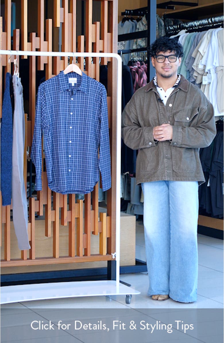 Tech Slim Fit Navy Plaid Performance Button-Down Shirt, sales video thumbnail