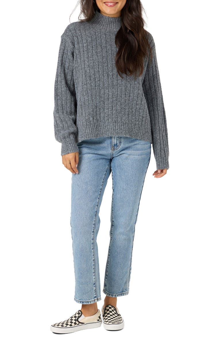 Cypress Mock Neck Sweater, Alternate, color, CHARCOAL