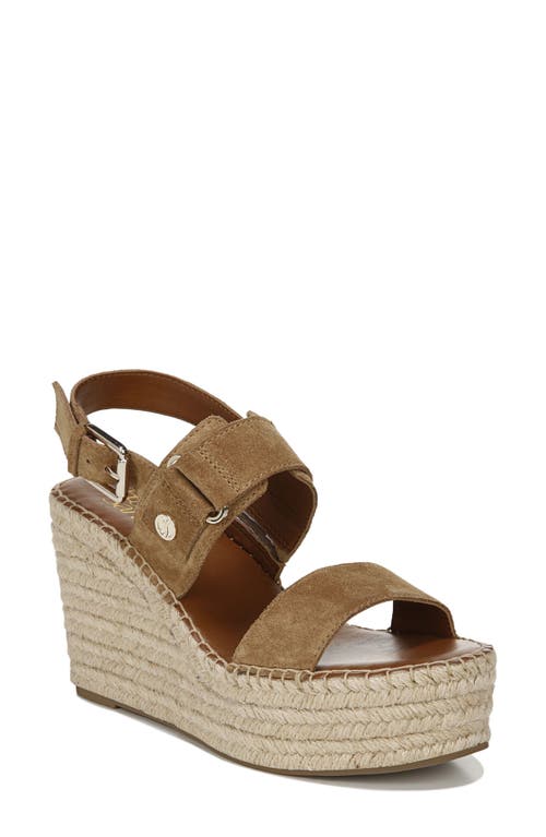 Franco Sarto Tema Platform Wedge Sandal in Toasted Barley Suede 