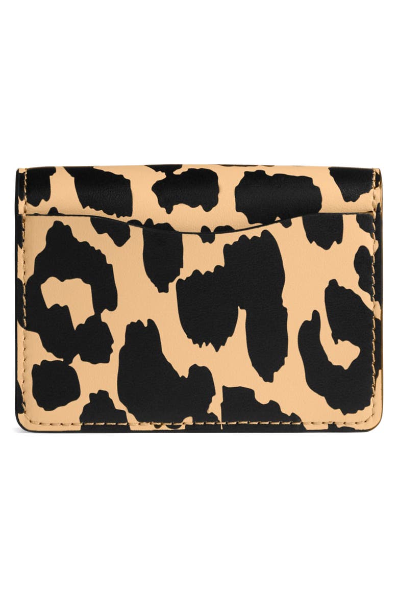 Leopard Print Leather Half Flap Crossbody Card Case, Alternate, color, LEOPARD