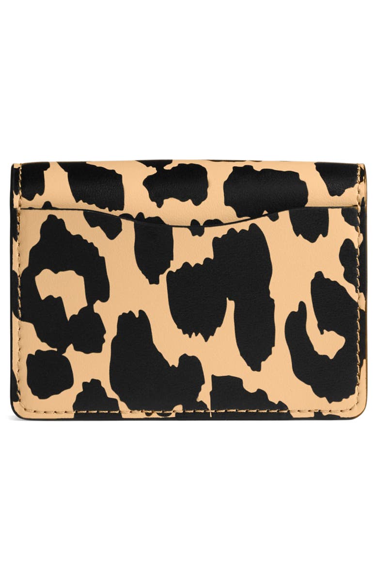 COACH Leopard Print Leather Half Flap Crossbody Card Case, Alternate, color,