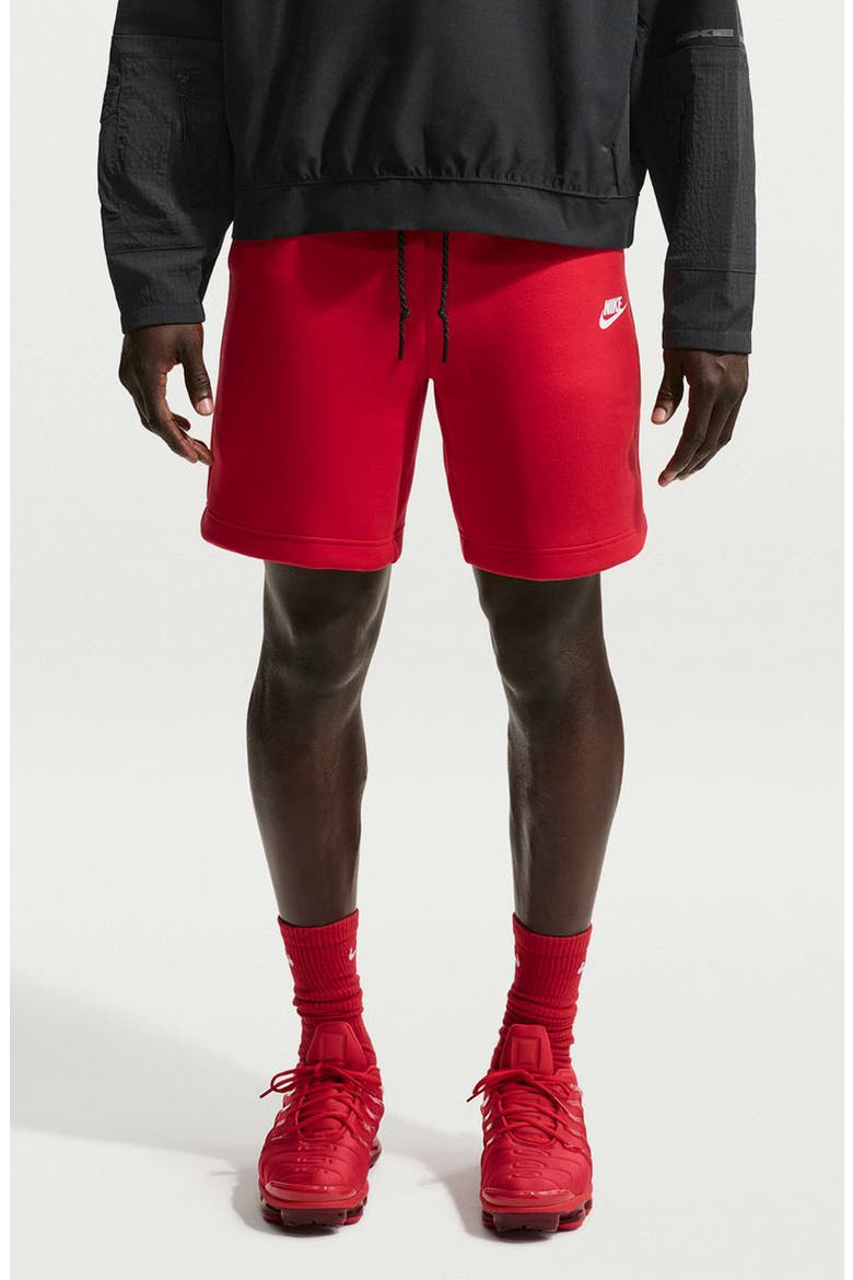 Tech Fleece Drawstring Shorts, Main, color, SPEED RED/ WHITE