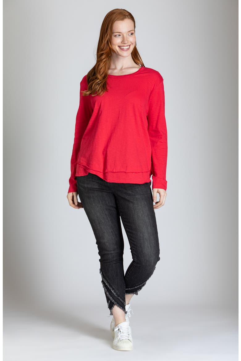 Layered Hem Cotton Slub Top, Alternate, color, RED