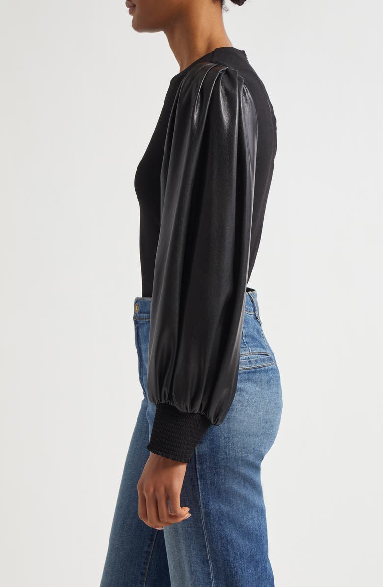 Alice + Olivia Latoria Mixed Media Top, Alternate, color, Black