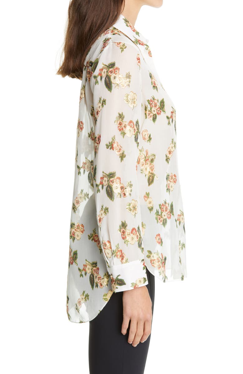 Adam Lippes Metallic Floral Fil Coupé Silk Blend Blouse, Alternate, color, 