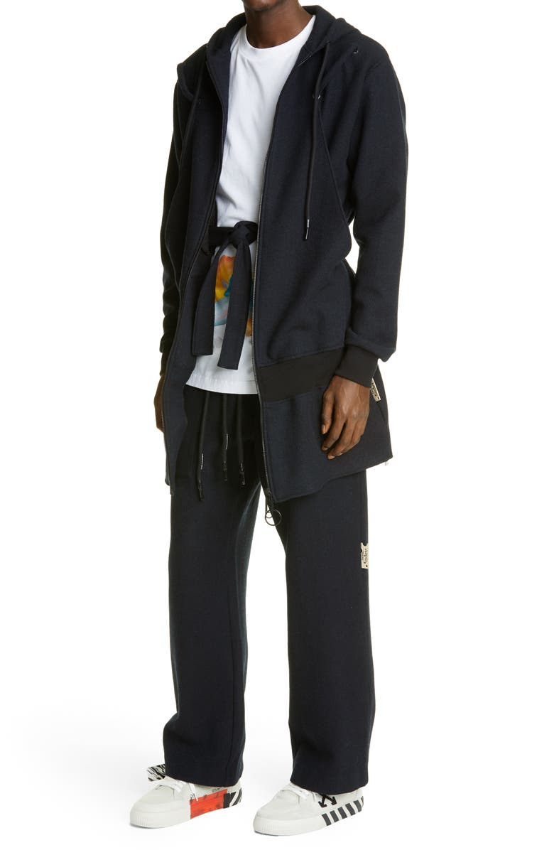 Off-White Andre Walker x Off-White Long Belted Wool Hoodie, Alternate, color,