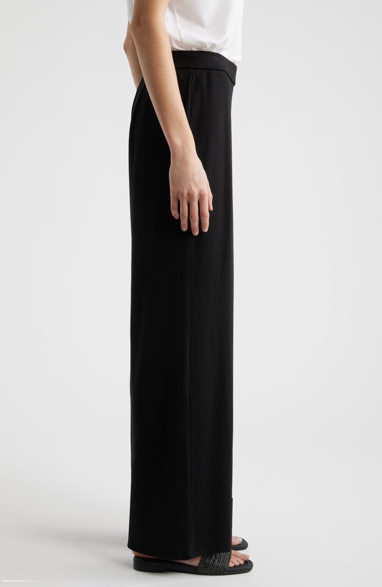 Eileen Fisher Rib Wide Leg Pants, Alternate, color, Black