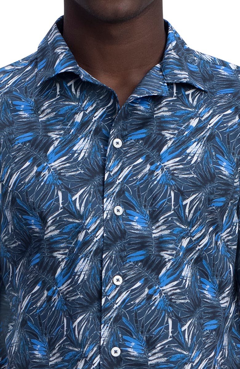 Bugatchi Men's Shaped Fit Print Stretch Cotton Short Sleeve Button-Up Shirt, Alternate, color,