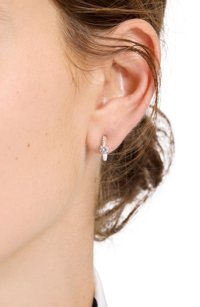 Kate Spade New York hint of shimmer crystal huggie hoop earrings, Alternate, color, 