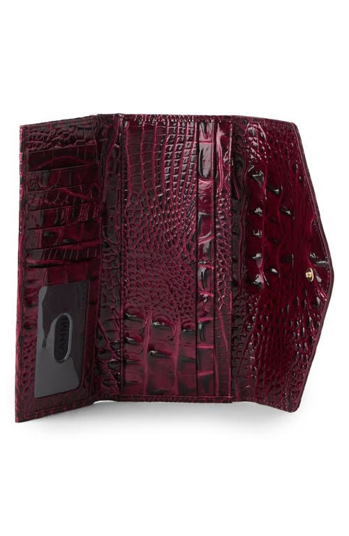 Brahmin Veronica Croc Embossed Leather Wallet In Burgundy