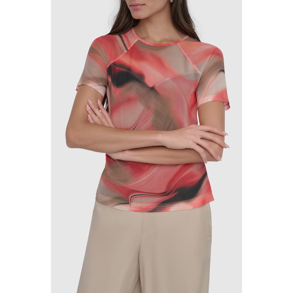 Dkny Print Mesh Top