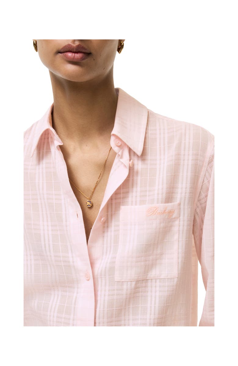 Burberry Classic Fit Check Cotton Shirt, Alternate, color, Frosty Pink