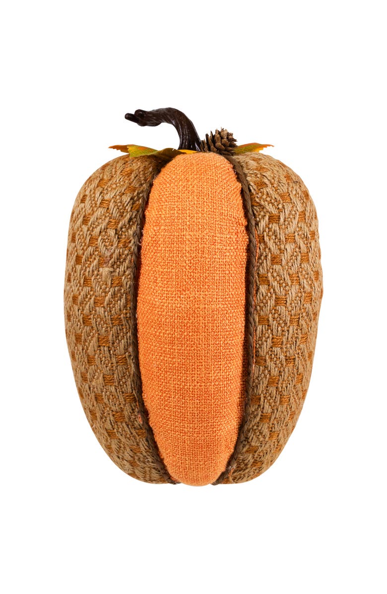 Northlight Burlap and Jute Woven Tall Fall Harvest Pumpkin with Berries - 10.5" - Orange and Brown, Alternate, color, Orange
