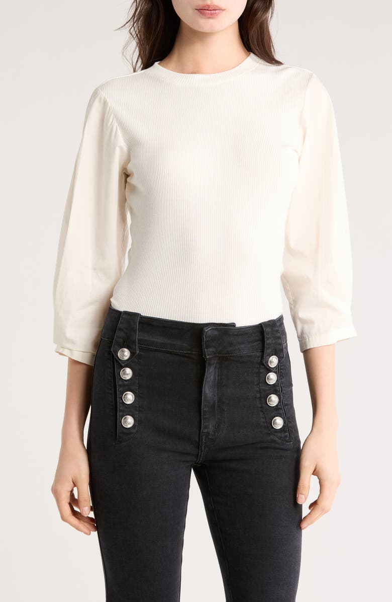 Derek Lam 10 Crosby Arnaldo Mixed Media T-Shirt, Main, color, Soft White